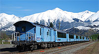Tranz Alpine train at Springfield, Canterbury, New Zealand