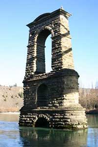 Old Bridge Piers over the Clutha River, New Zealand
