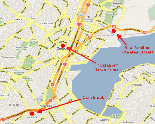 Dunedin Stadium Map Location
