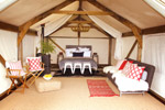 Visit Website of CANOPY CAMPING ESCAPES Birch Hill Station - Hawkes Bay Looking inside a glamping tent at Canopy Camping in Hawke's Bay
