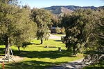 The sun shining on Quinneys Bush Camp in Nelson