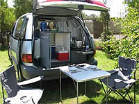 Rear of campervan from CamperCo, our campervan rental in Nelson
