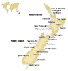 New Zealand cities and towns map