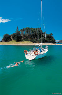 Image Source: Tourism New Zealand. Charter yacht and swimming in the Bay of Islands, Northland, New Zealand