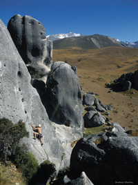 Image Source: Tourism New Zealand. Rock climbing at Castle Hill, Canterbury, New Zealand
