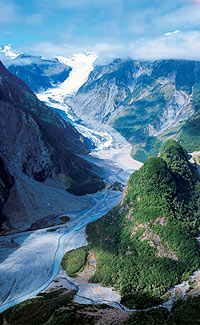 Image Source: Tourism New Zealand. Aerial view of Fox Glacier, West Coast, New Zealand